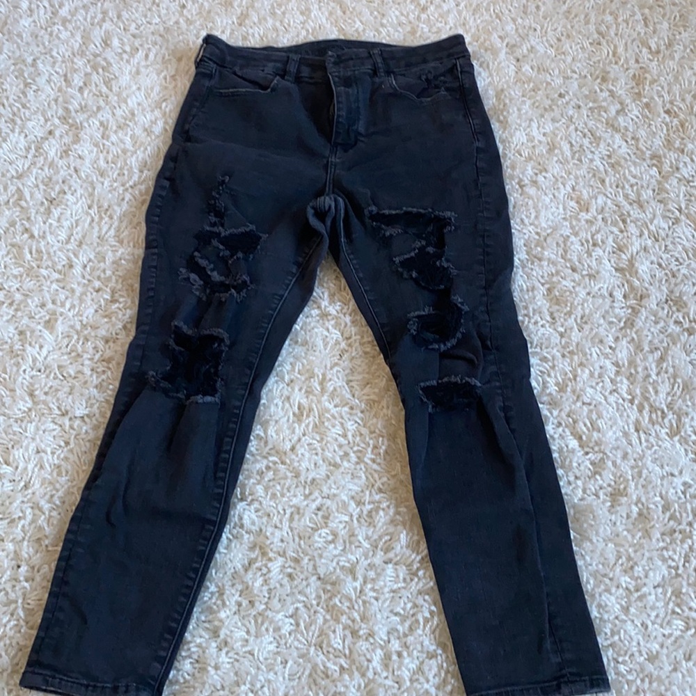 American eagle black ripped jeans